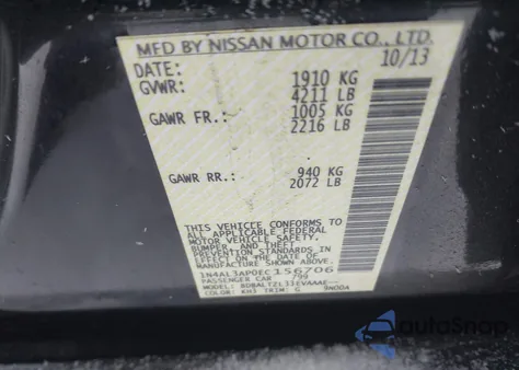 2014 Nissan Altima 2.5 Sv из США, поврежденный, VIN 1N4AL3AP0EC156706